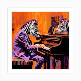 Zebras At The Piano 1 Art Print