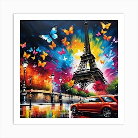 Paris With Butterflies 6 Art Print