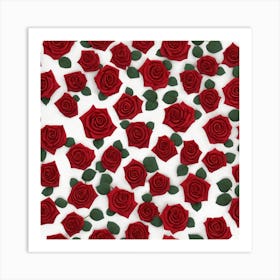 Red Roses On White Background Art Print