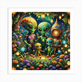 Aliens In The Forest Art Print