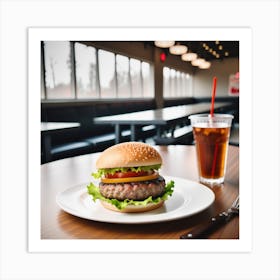 Burger And Drink Art Print