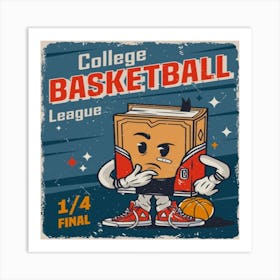 College Basketball League,vintage college poster Art Print