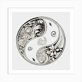 Yin Yang, Yin And Yang Symbol With Natural Elements Representing Balance And Harmony 7 Art Print