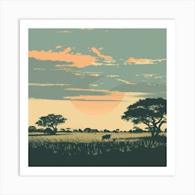 Sunset In The Savannah 1 Art Print