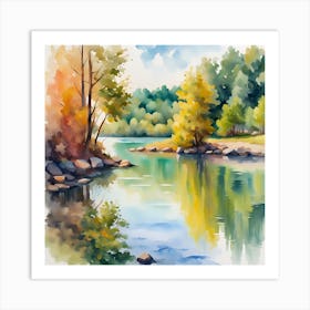 Watercolor Of A River 2 Art Print