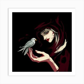 Girl With A Bird 1 Art Print