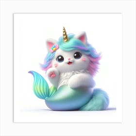 Mermaid Caticorn 8 Art Print