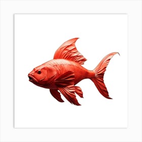 Vibrant red origami fish Art Print