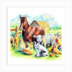 Farm Animals Art Print