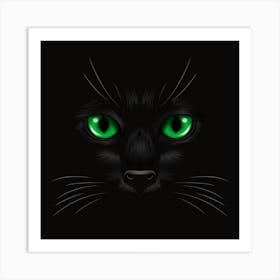 Black Cat With Green Eyes Art Print