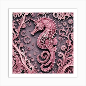 Pink Seahorse 2 Art Print