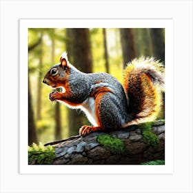 Squirrel In The Forest 88 Art Print