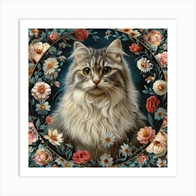 Lena1987 A Watercolor Illustration Of A Cat With Flowers In T 2c38dadc B637 4b91 96d0 5887660cb394 1 Art Print