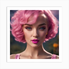 Pink Haired Girl Art Print