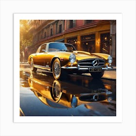 Golden Mercedes Benz Art Print