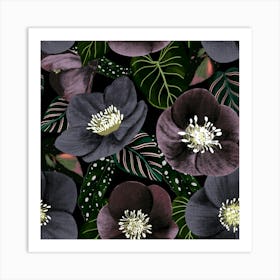 Dark Flowers Purple Art Print