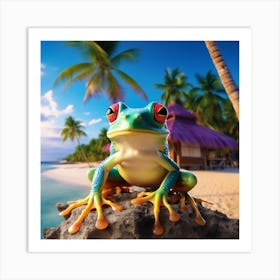 Frog On The Beach Art Print