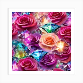 Roses And Diamonds Art Print