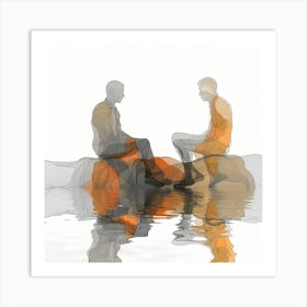 Two People Sitting In Water- Reflection art - abstract art, abstract painting  city wall art, colorful wall art, home decor, minimal art, modern wall art, wall art, wall decoration, wall print colourful wall art, decor wall art, digital art, digital art download, interior wall art, downloadable art, eclectic wall, fantasy wall art, home decoration, home decor wall, printable art, printable wall art, wall art prints, artistic expression, contemporary, modern art print, Art Print