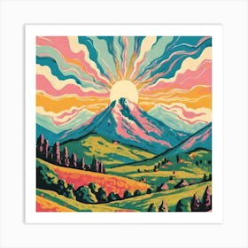 Sunrise In The Mountains Art Print