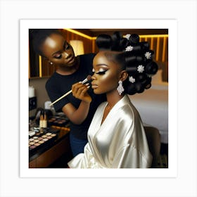 A makeup artist and her client 1 Art Print