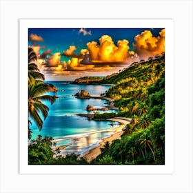 Caribbean Landscape Blending Distinguishable Reality With The Fantastical Uhd Enshrouded In An Us(1) Art Print