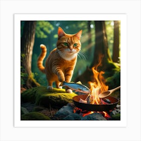 Leonardo Phoenix 10 A Vibrant Orange Tabby Cat With Bright Whi 2 Art Print