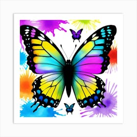 Butterfly With Paint Splashes 8 Art Print