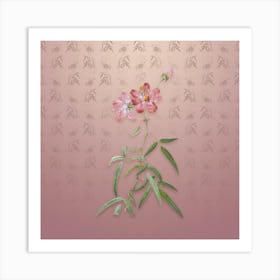 Vintage Peach Leaf Rose Botanical on Dusty Pink Pattern n.2036 Art Print