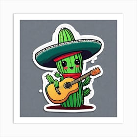 Cactus With Guitar 13 Art Print