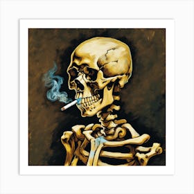 Skeleton Smoking A Cigarette Art Print