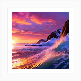 Sunset In The Ocean Art Print