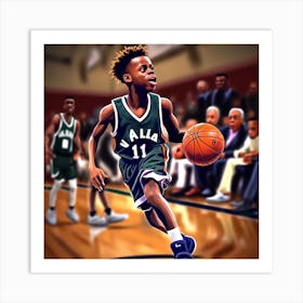 Basketball Player Dribbling 1 Art Print