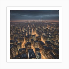 Cityscape At Night Art Print