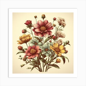 Vintage Flowers Art Print