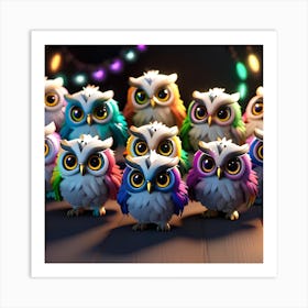 Colorful Owls 2 Art Print