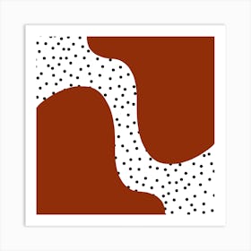 Brown Wavy Abstract with Polka Dots Art Print