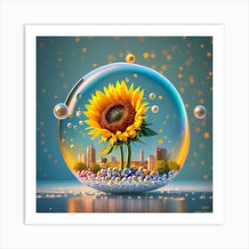 Sunflower In A Bubble Art Print