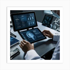 Doctor Using A Tablet Computer Art Print