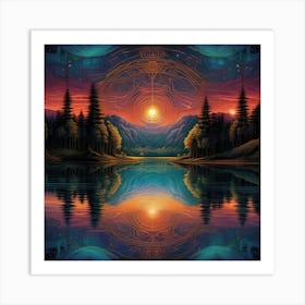 Sunrise Over The Lake 3 Art Print