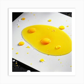 Sheet Of Paper Signal Yellow And White Featuring 3d Color Splashes Pop Up Varnish Effect Deeply Art Print