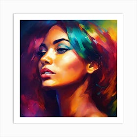 Colorful Portrait Of A Woman Face Art Print
