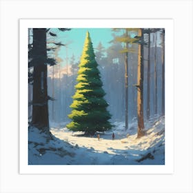 Christmas Tree In The Forest 17 Art Print