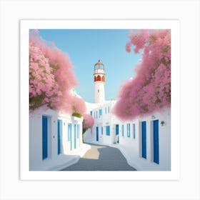 Pink Flowers In The Alley Art Print