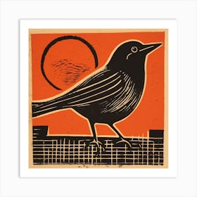 Retro Bird Lithograph Cowbird 4 Art Print