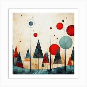 Abstract Christmas Tree Festive Elegance Art Print