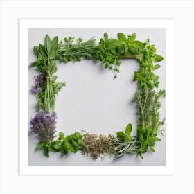 Frame Created From Herbs On Edges And Nothing In Middle (3) Art Print