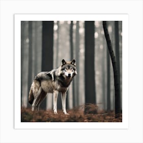 Wolf In The Forest 34 Art Print