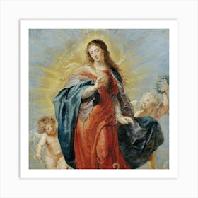 Virgin And The Angels Art Print