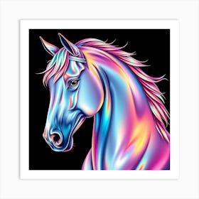 Translucent Rainbow Color Horse Head Art Print